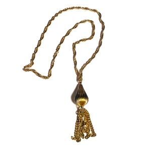 VINTAGE Tassel Necklace Gold & Silver Tone Light